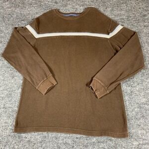 VTG Point Zero Sweater Mens Large Brown Pullover Striped Y2K Faded Ribbed Skate